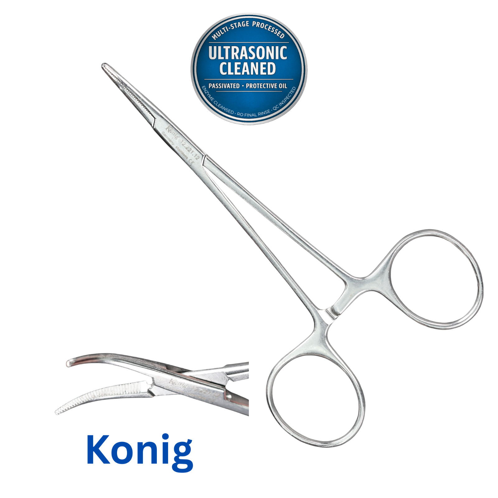 Konig MDS1222112 Halsted Mosquito Forceps, Serrated, CRV, 5″ -Ultrasonic Cleaned