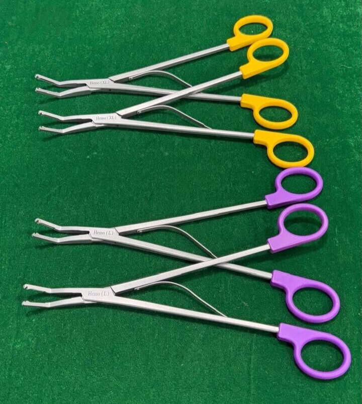 4pc Laparoscopic Open Surgery Hem-o-Lok Applier Yellow (XL)/ Purple (L) Reusable