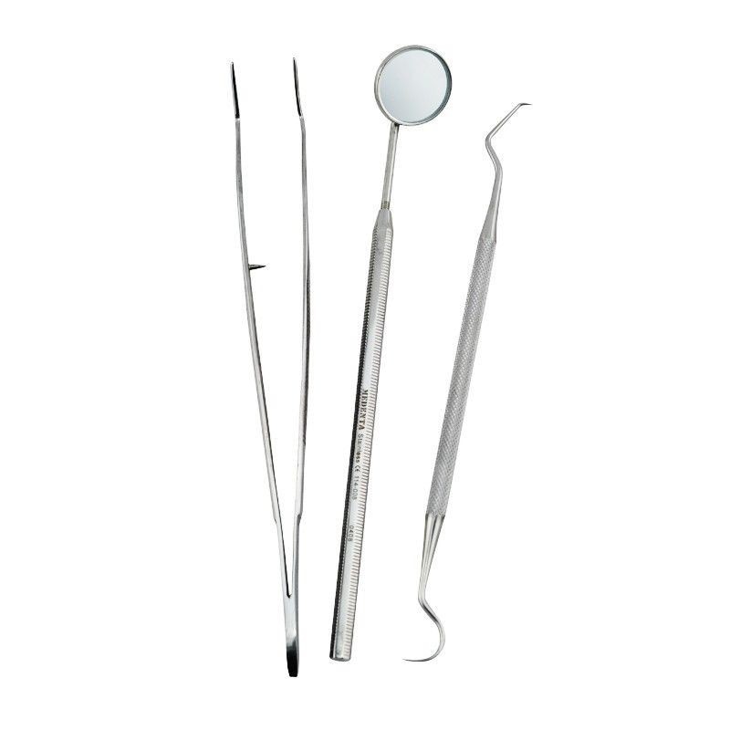 3 pcs Basic Dental Instrument Examination Hygiene Kit Mirror Explorer Plier
