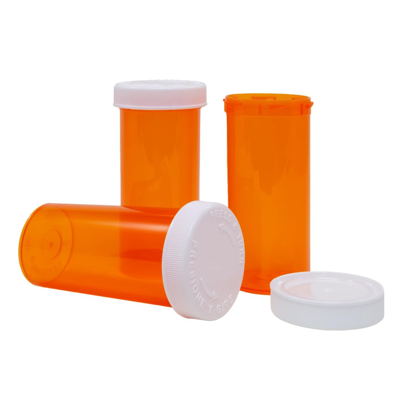 Ezy Dose 30 Dram Pill Medicine Vitamin Storage Vials Child-Resistant Caps
