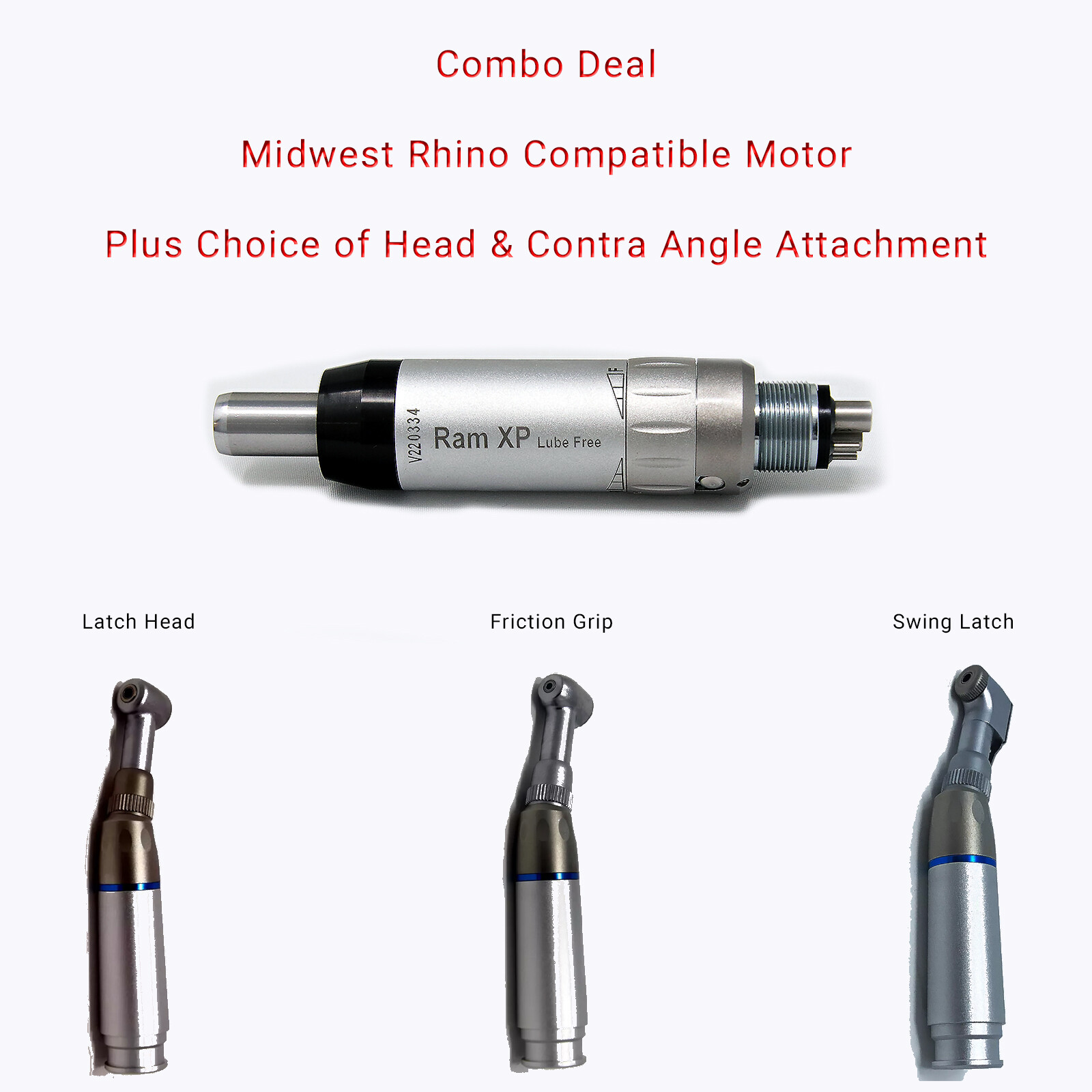 Midwest Rhino XP Compatible Motor PLUS Contra Angle & Head Combo