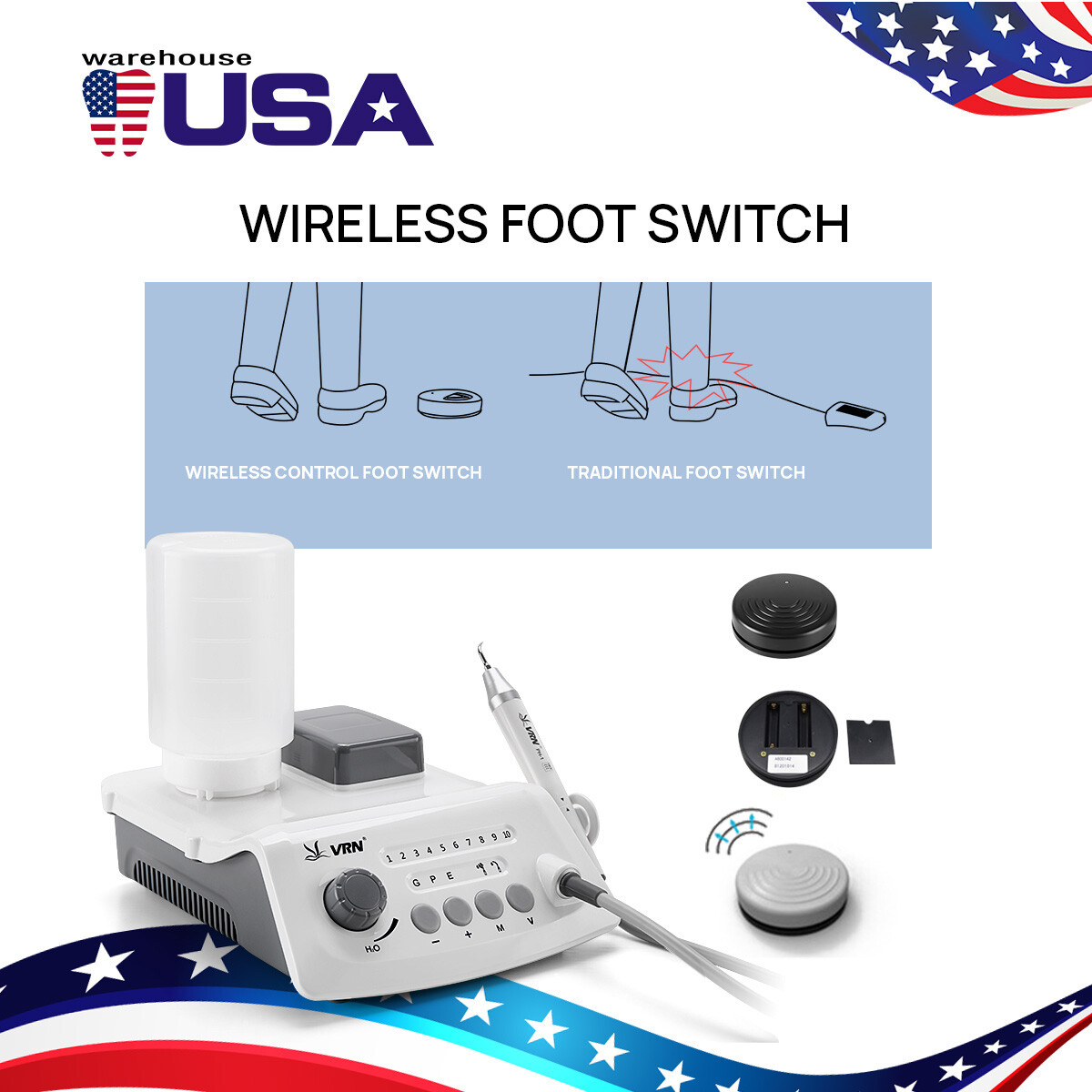 Dental Wireless Ultrasonic Scaler LED Handpiece /G1,G2,G4,P1,E1 Tips Original A8