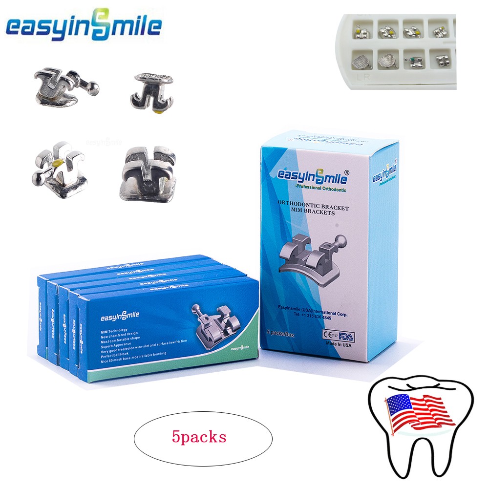 Dental Orthodontic Bracket Braces Metal Mini Bracket MBT Roth 022 345 With Hook