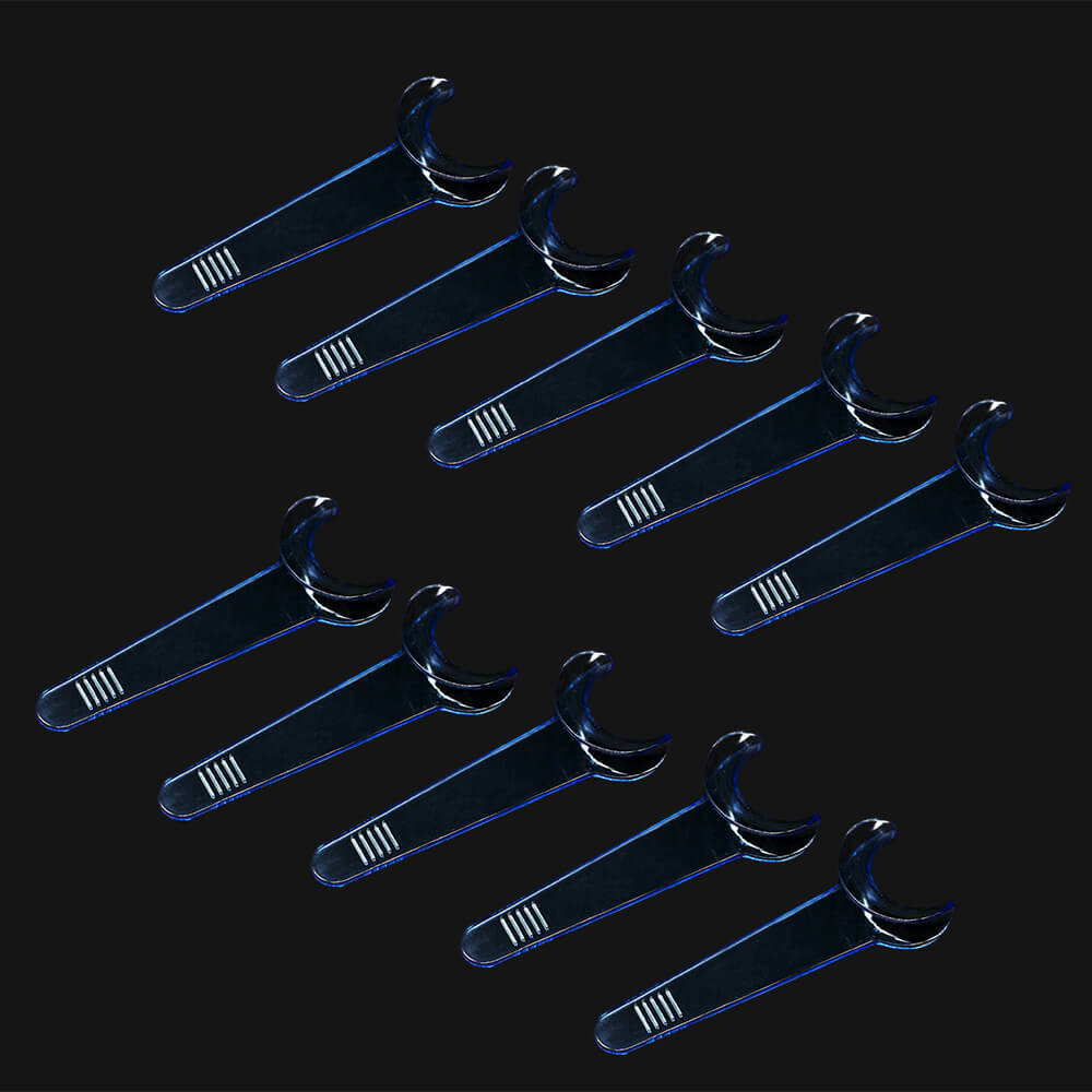 Dental T-Type Cheek Retractor, Clear Blue, Large Mouth Opener, 10 pcs