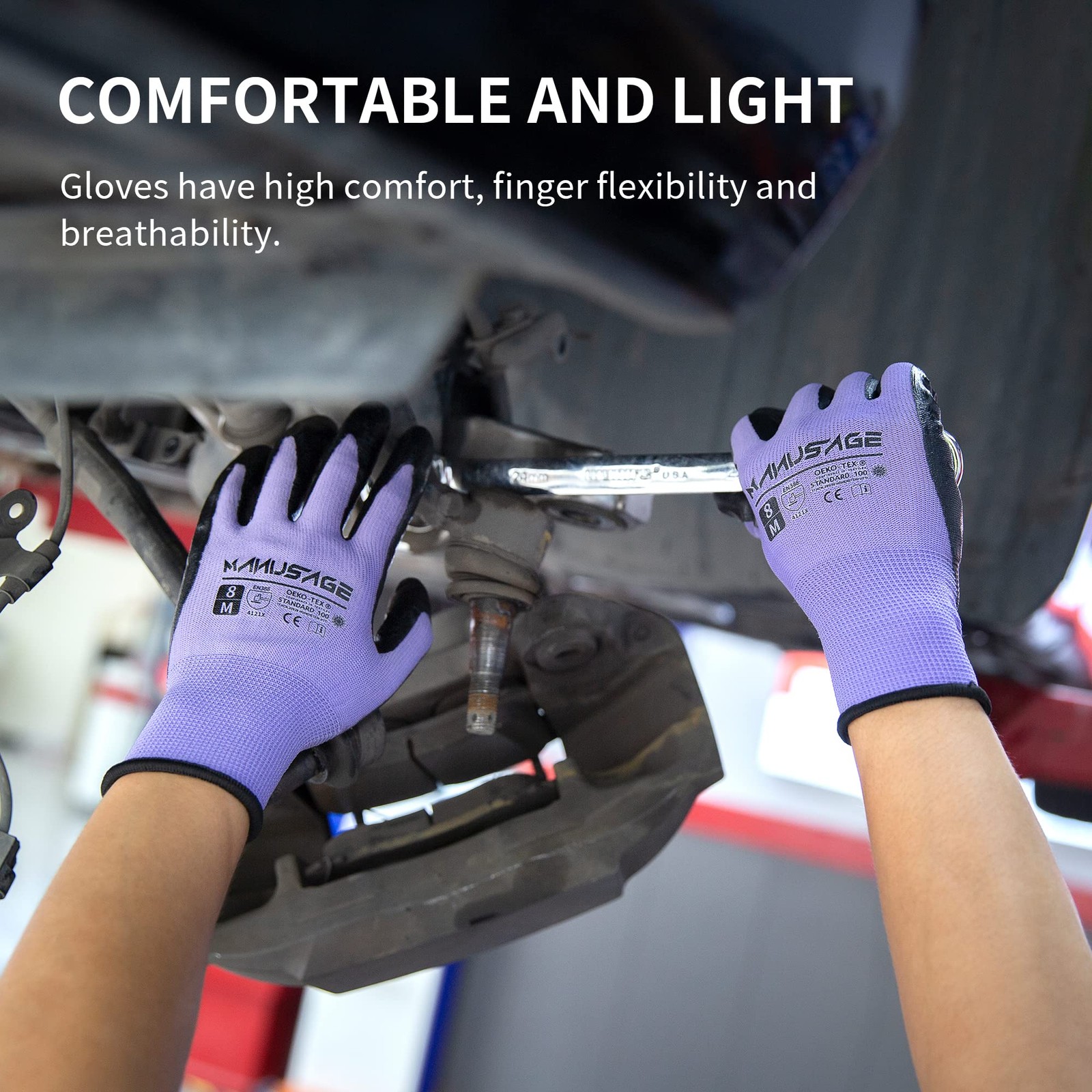 Manusage Safety Work Gloves For Men And Women Touchscreen Fingers Nitrile Grip