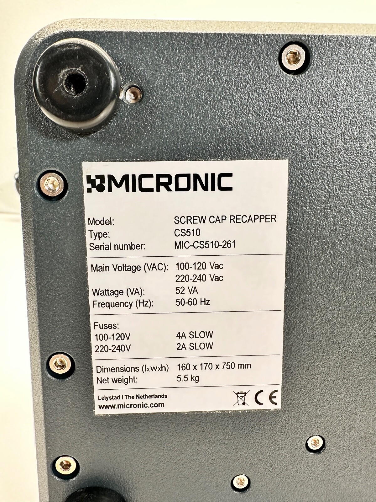 Micronic Handheld Screw Cap Recapper Decapper CS510