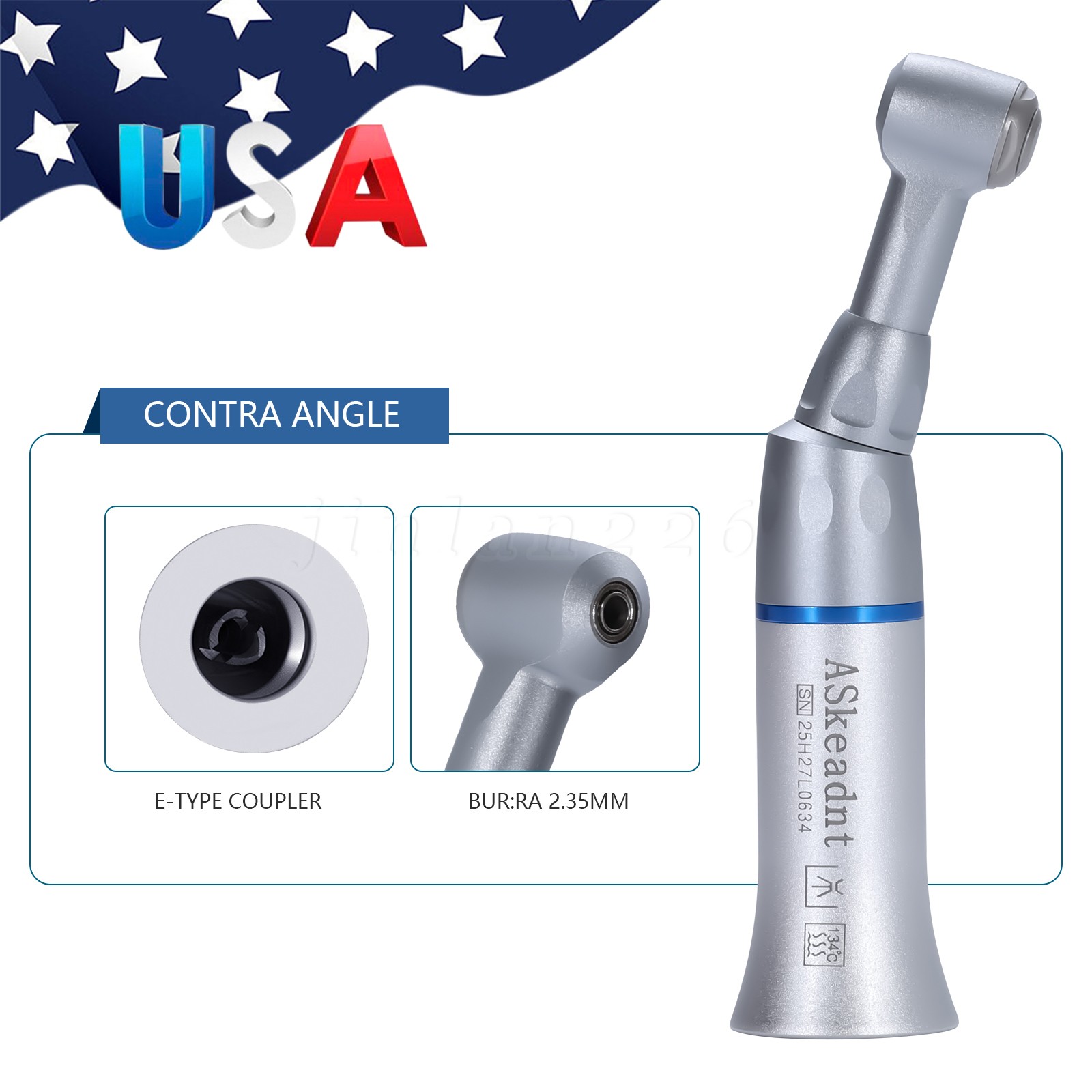 30* US Dental Slow Low Speed Push Contra Angle Handpiece For CA 2.35mm Burs