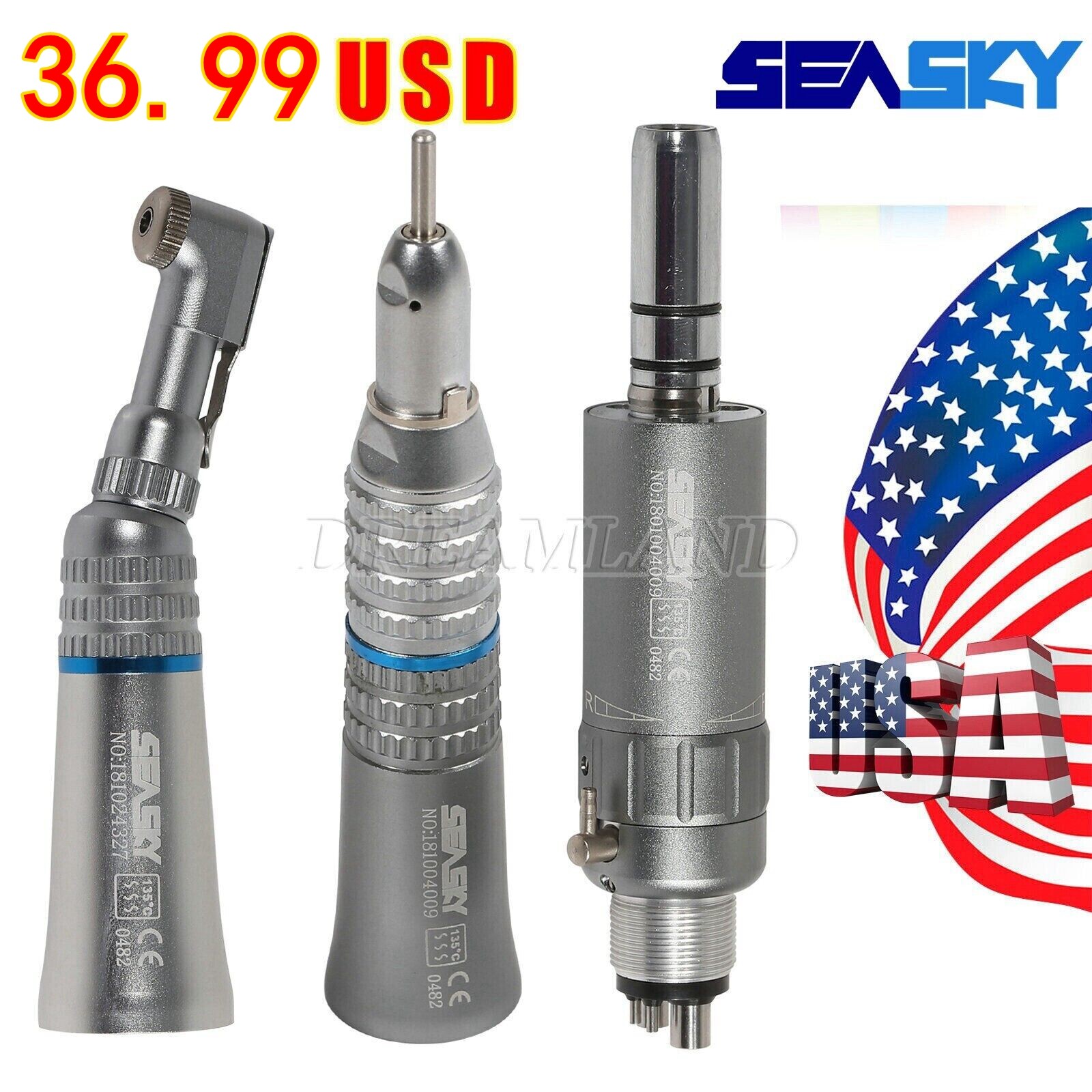 Dental Low Speed Handpiece Straight Contra Angle Air Motor E-Type 4-H US-FDA