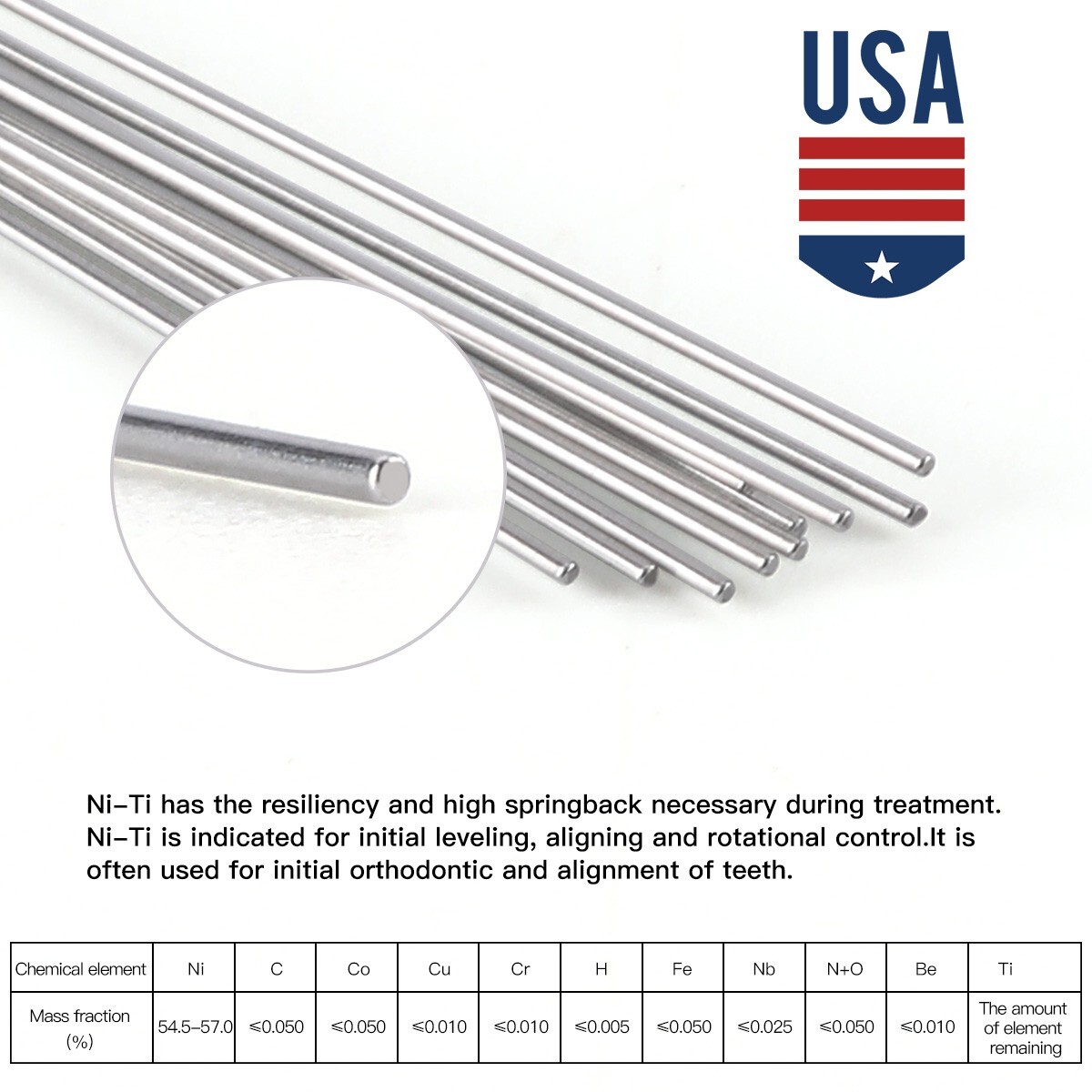 10pcs AZDENT Dental Ortho Arch Wire Super Elastic NiTi Ovoid Round Rectangular