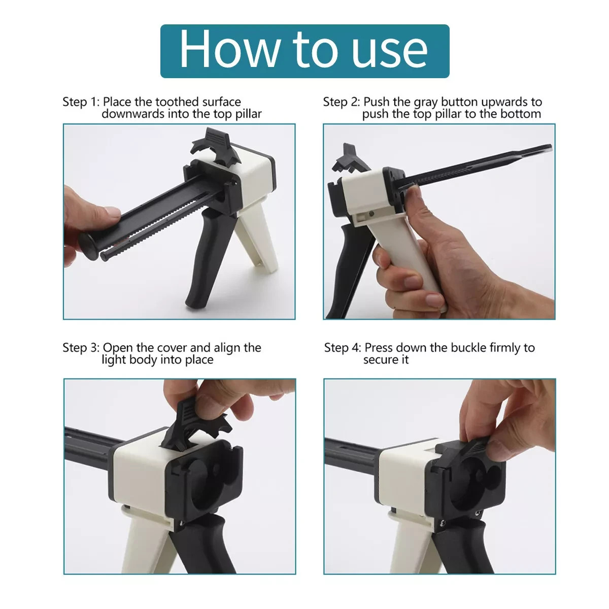 Dental Impression Material Mixing Cartridge Dispenser Delivery Gun 1:1 10:1 50ml