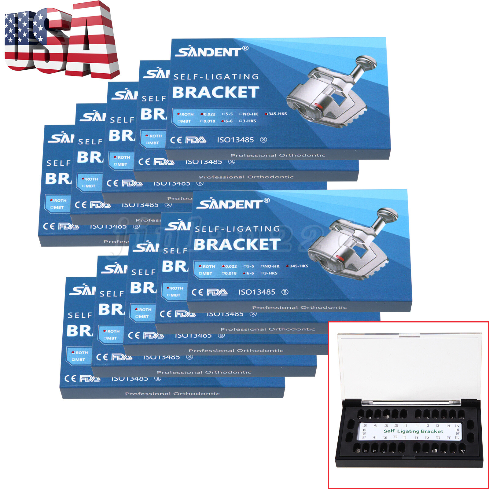 Dental Orthodontic Self Ligating Brackets Braces Roth .022 345 HK+Buccal Tube