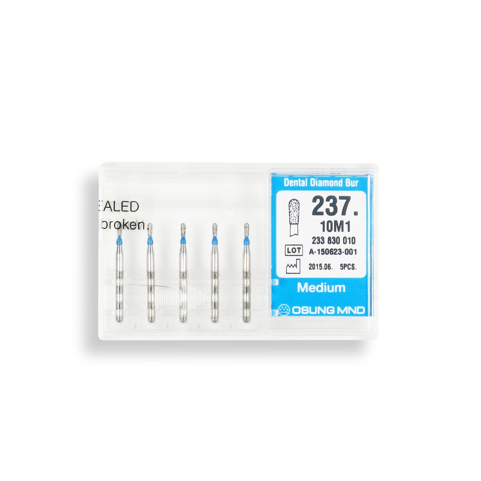 Pear 1 mm Dia Medium Grit Diamond Bur 5/Pack [1840-237.10M1]