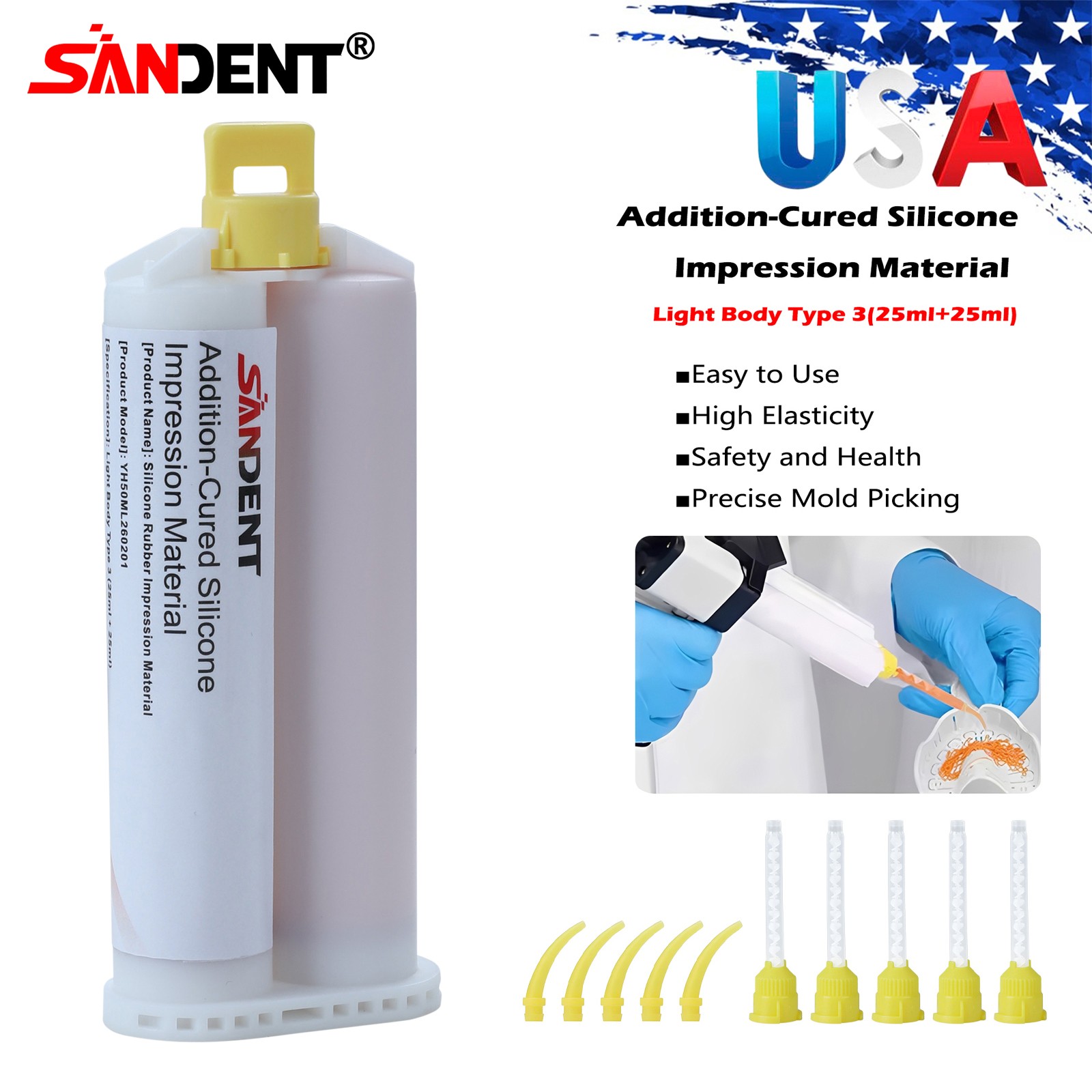 Dental LIGHT BODY FAST Set VPS PVS VPS Impression Material 50ML Cartridges