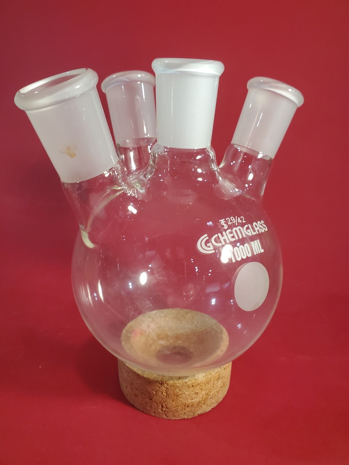 Chemglass CG-1530-32 1000 ml 1 Liter 4 Neck Boiling Flask 29/42 912A