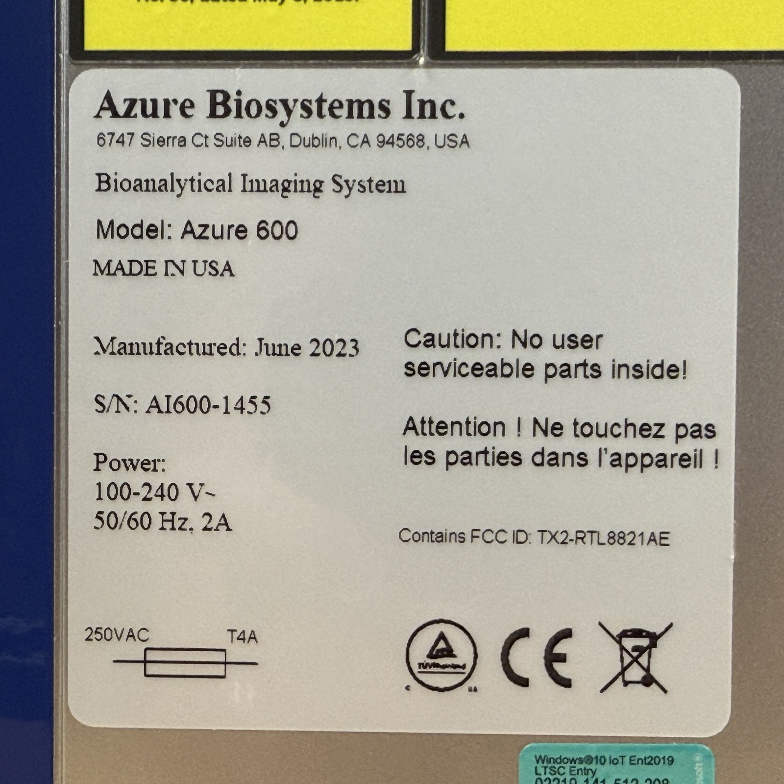 2023 Azure Biosystems 600 Ultimate Western Blot Imaging System, 60 Day Guar