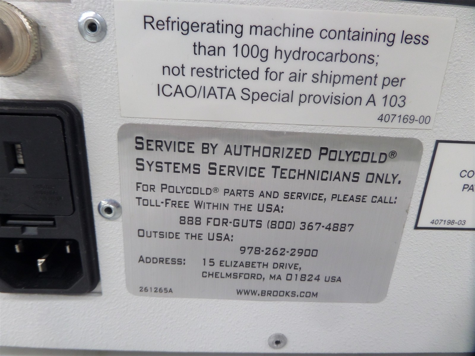 Brooks Polycold PCC Compressor T1104-11-000-80 w/ Manual