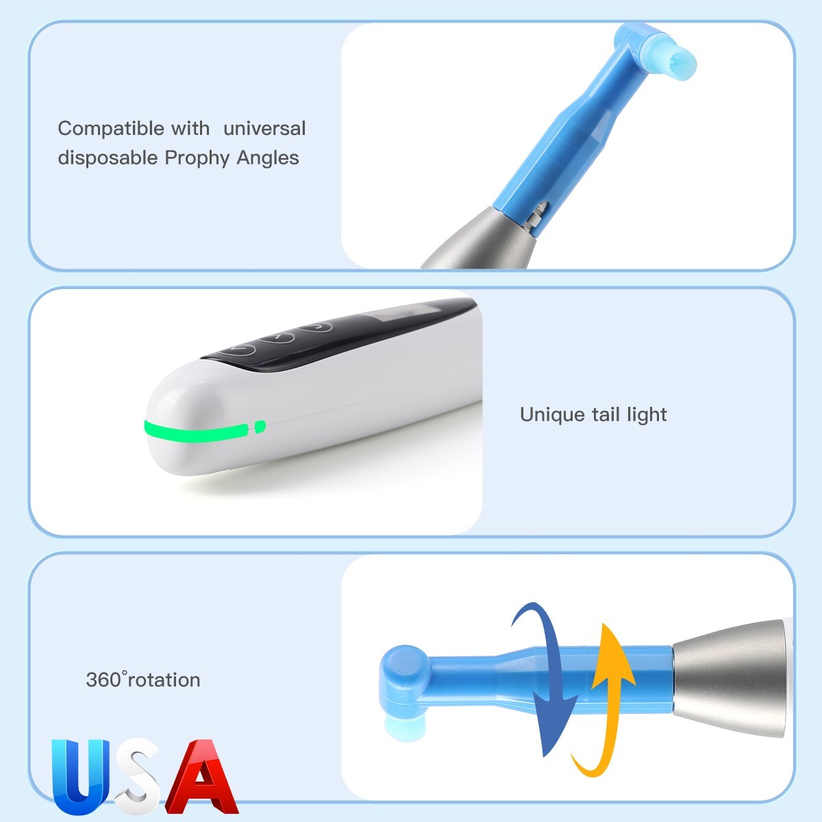 Dental Hygiene Prophy Handpiece 360° Swivel/Air Motor 4H/Air Flow Teeth Polisher