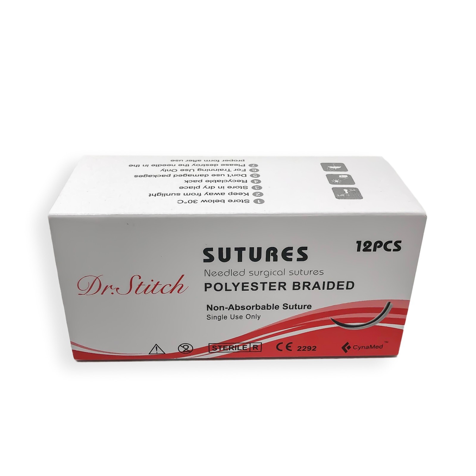 Polyester Braided Training Stitch Sutures , Pack of 12, Sterile, Ready to Use PK