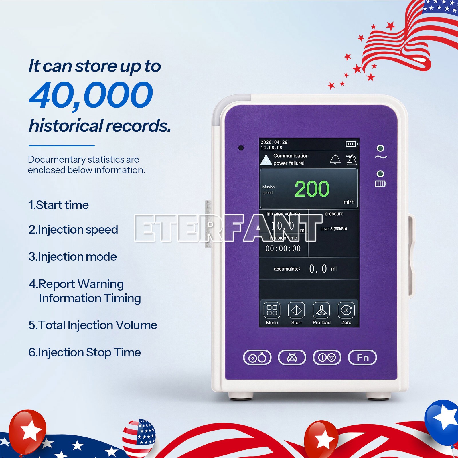 Portable 6 Modes LCD Touchscreen Enteral Feeding Pump with Adjustable Pole Clamp