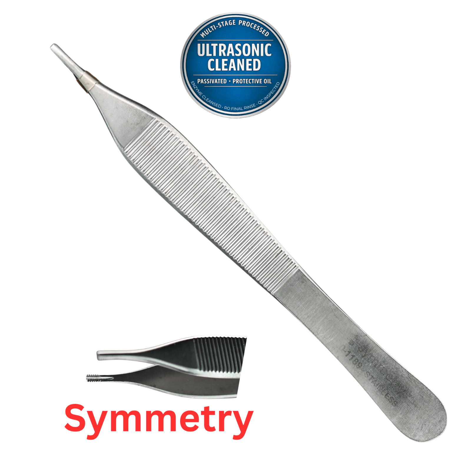Symmetry 30-1189 Adson Brown Forceps, Serrated, 1.5mm Wide Jaw, STR, 4-5/8″