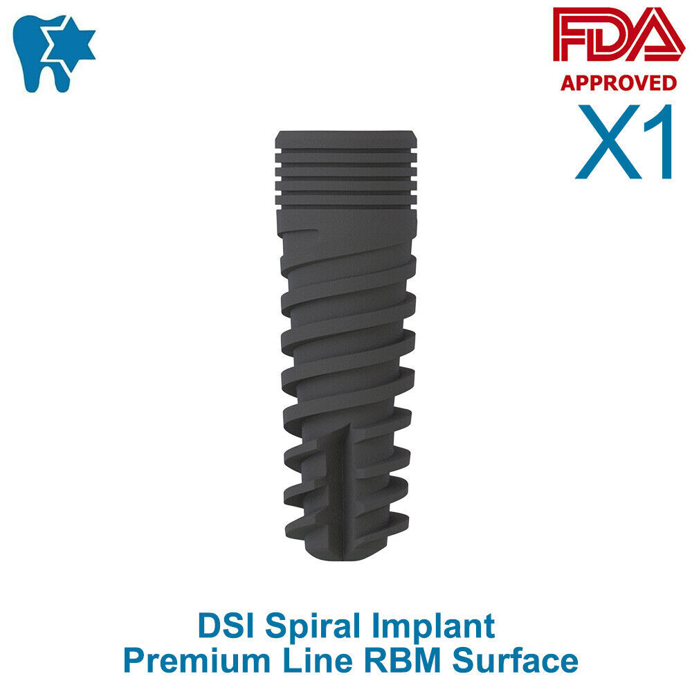 DSI Dental Spiral Implant Premium Internal Hex Sterile 5.0 x 8mm, 1/Pk