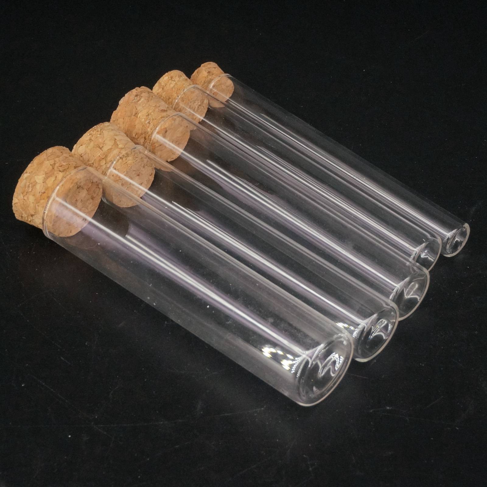 Lot5 12-40mm Lab Glass Test Tube Flat Bottom With Wood Stopper Thermostability