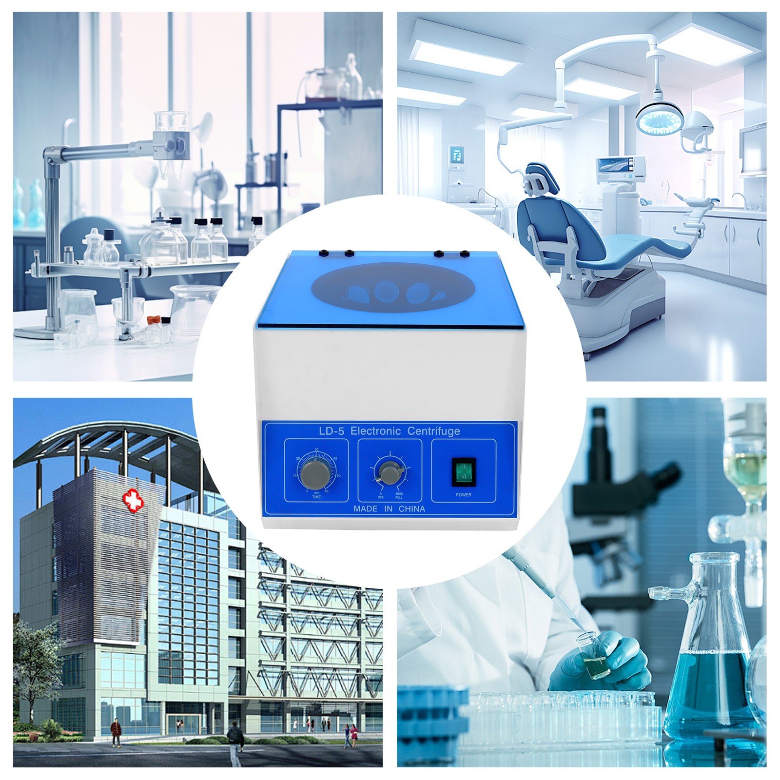 50 ml × 8 Electric Centrifuge Medical Lab Benchtop Centrifugal Separator Machine