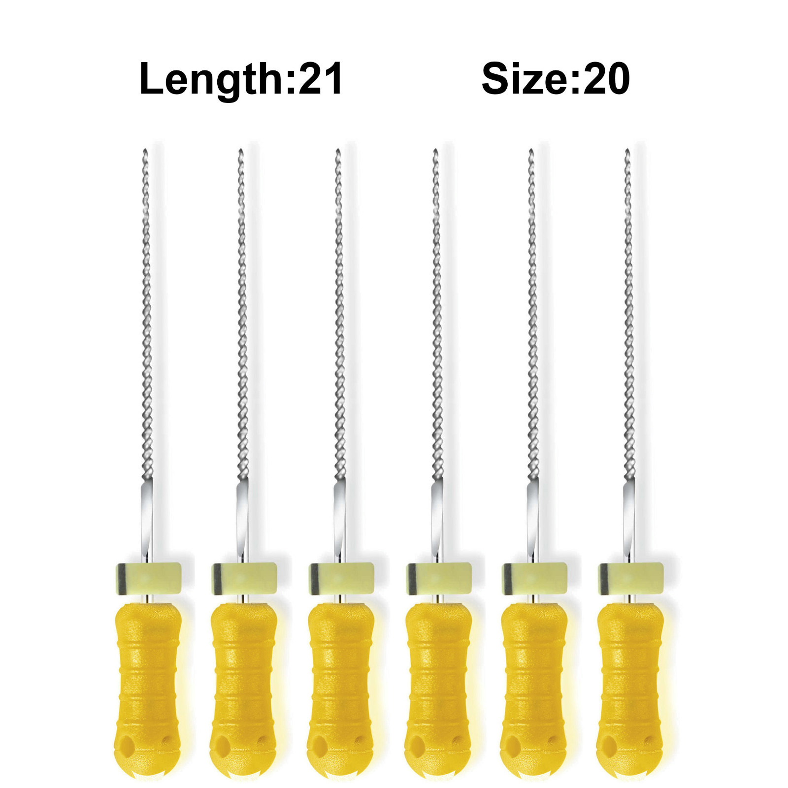 Sky Choice K-Files – 21 mm Length, Size 20 Yellow with Rubber Stopper 6/Pkg
