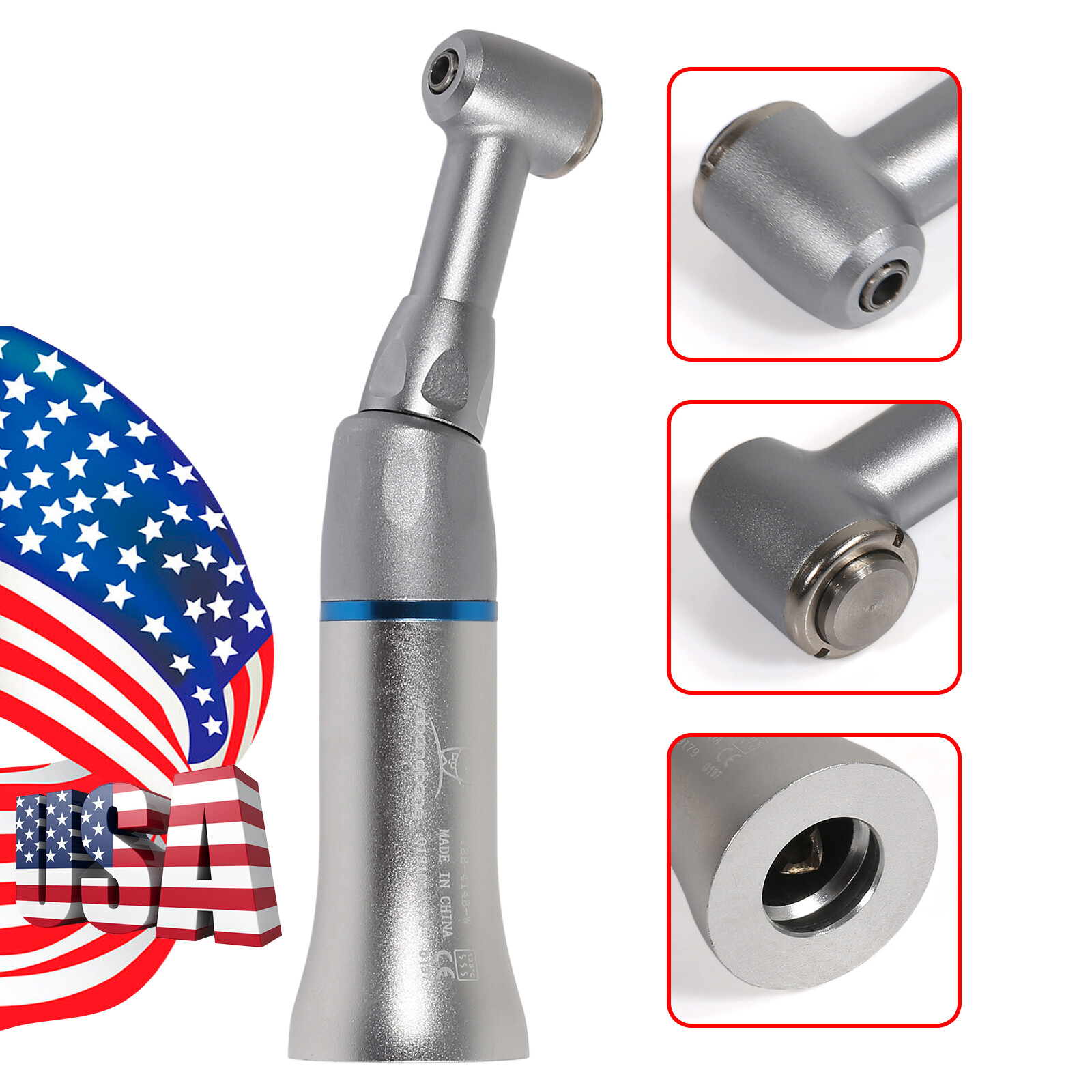 Dental Slow Low Speed Handpiece Contra Angle Straight Air Motor 2/4 Hole USPS