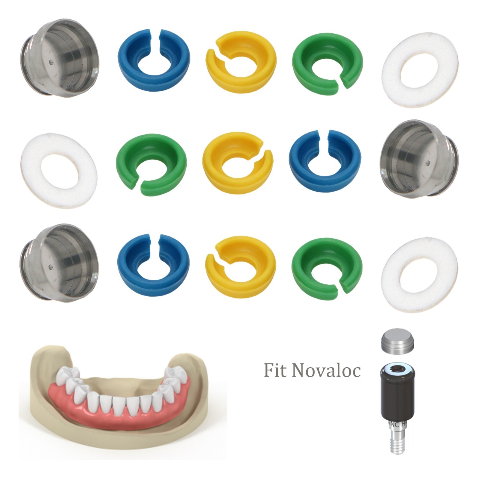 US Dental Retention Insert Cap PEEK Cap Matrix Titanium Housing Caps For Novaloc