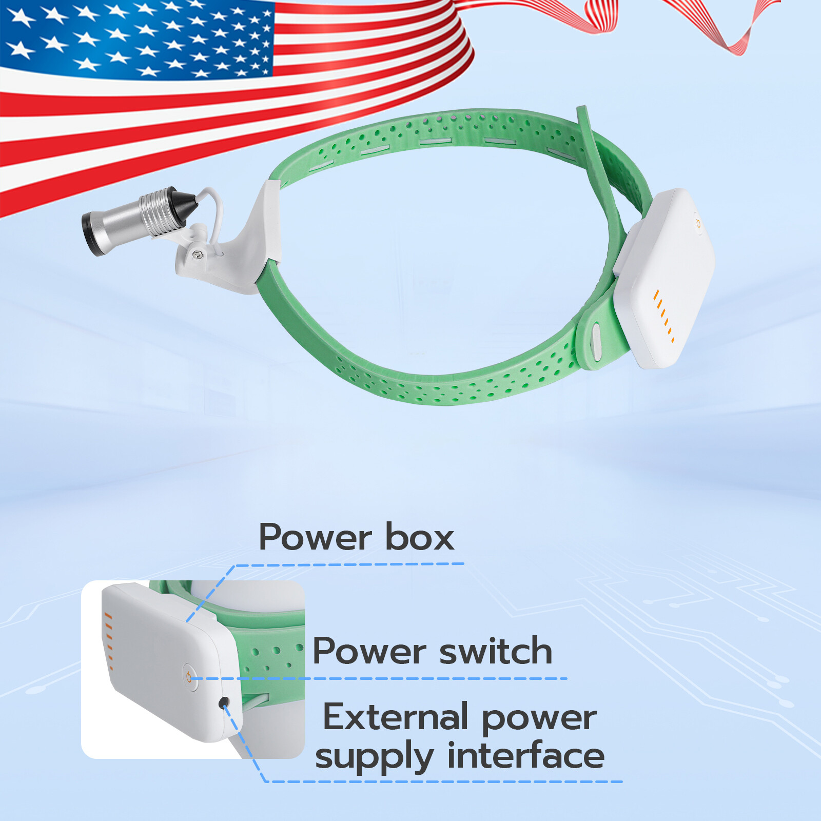 ETERFANT Lightweight Silicone Headlight Lamp Green Dental Surgery Medical 5W LED