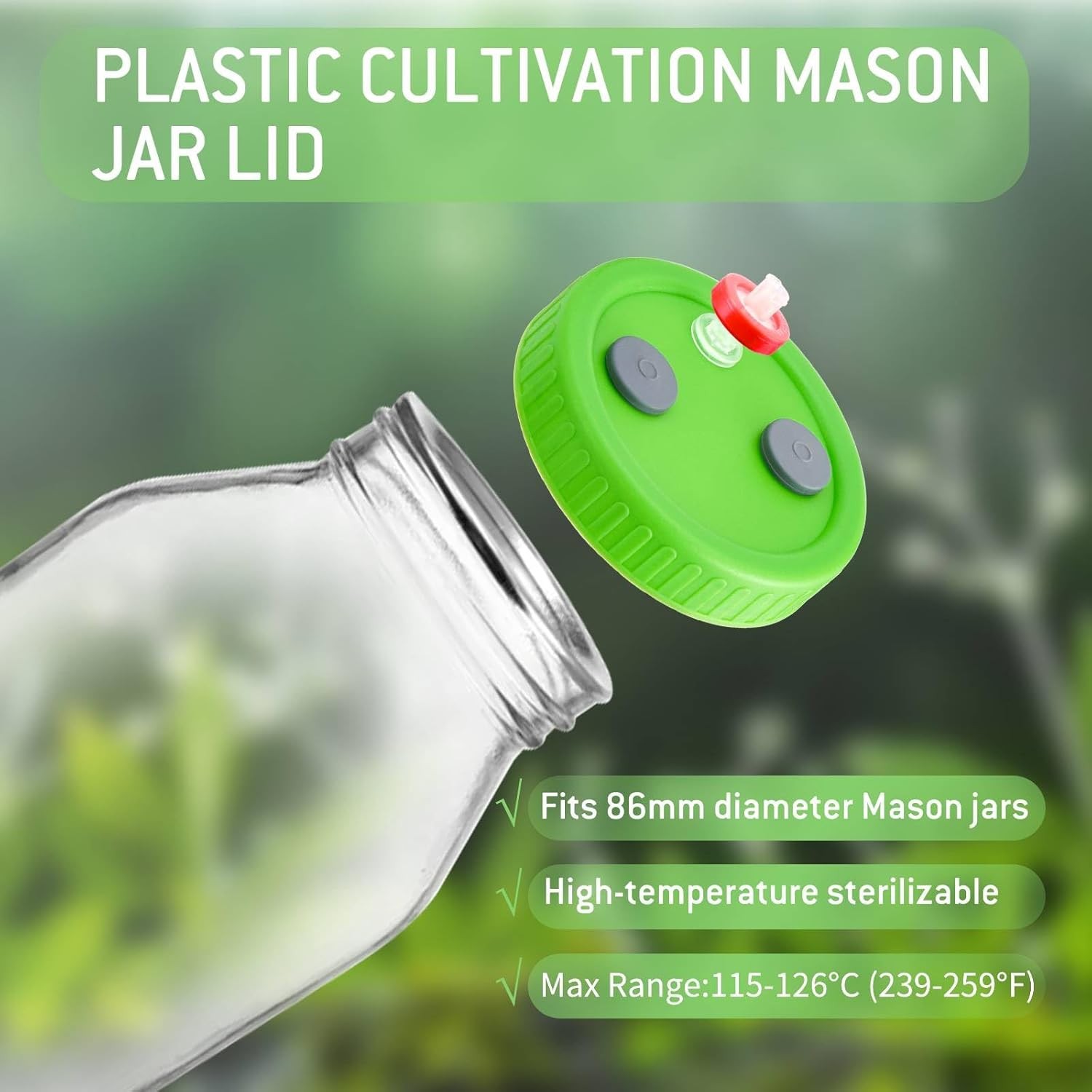 12x Mason Jar Lid Lliquid Culture Lid PTFE Syringe Needle Filter Ruhr