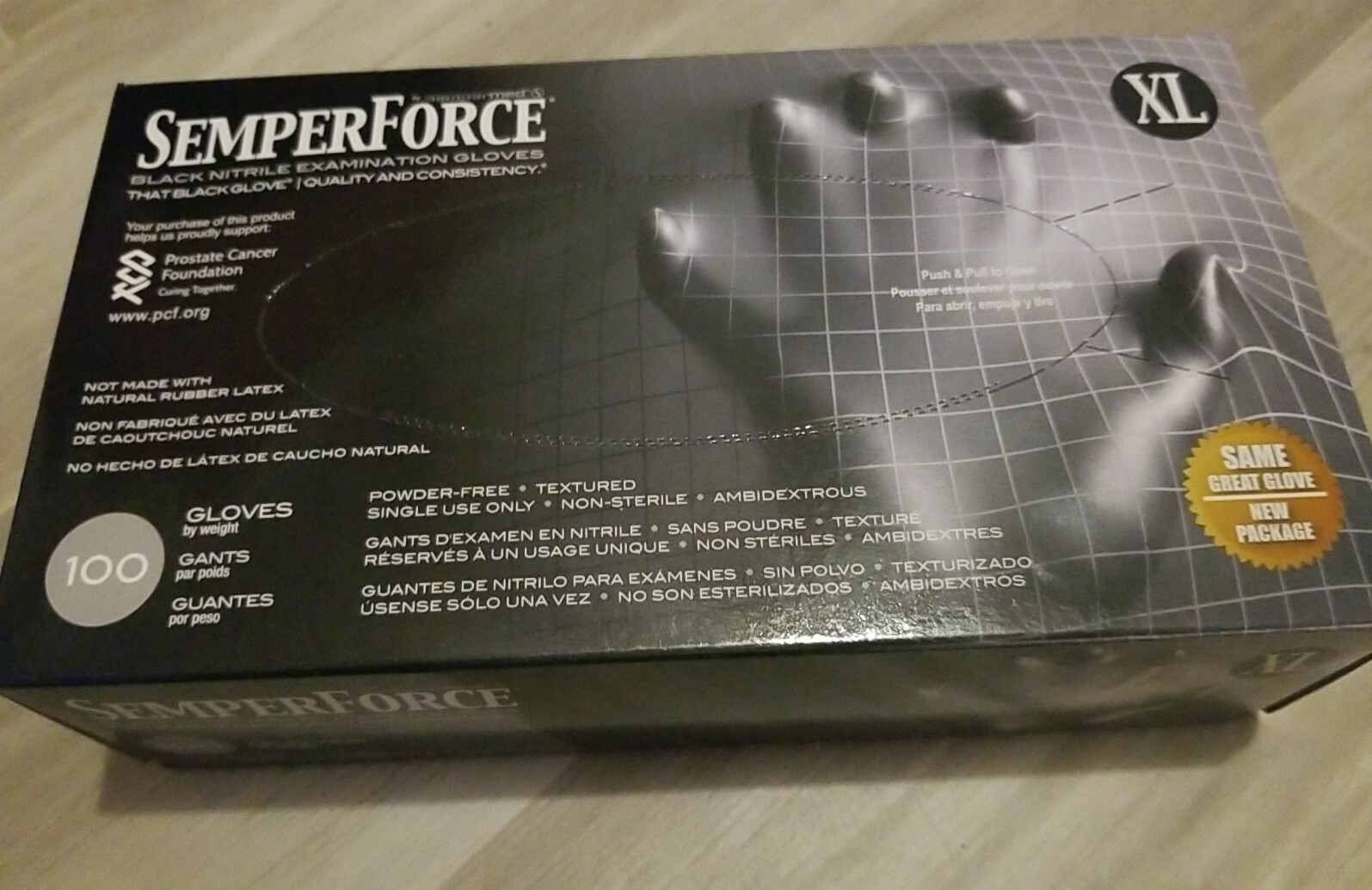 SemperForce Black Textured Nitrile Gloves, Box of 100 – Extra Large