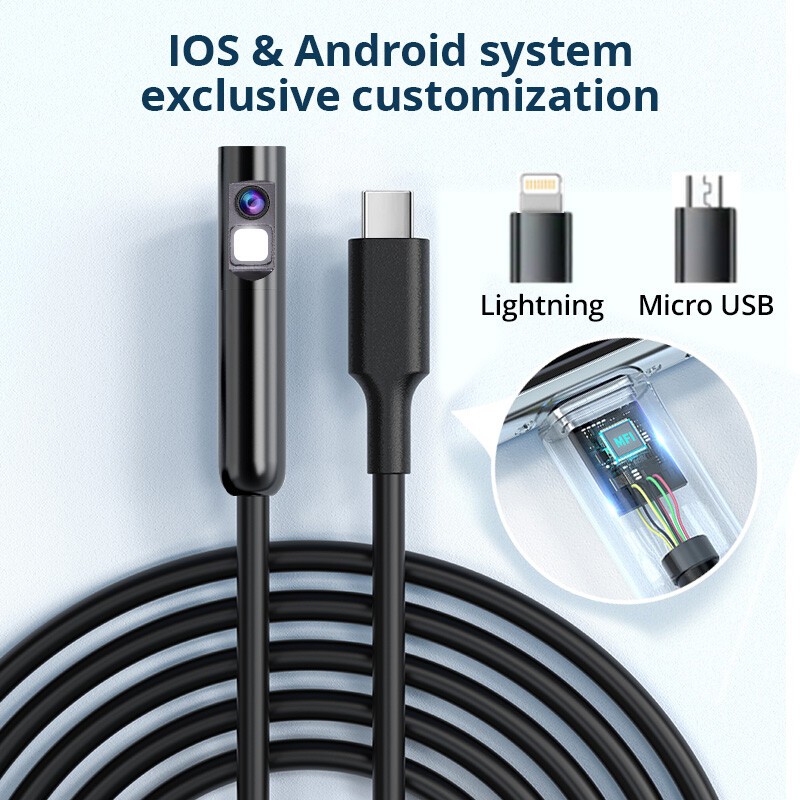 Endoscope Camera with Light, 1920P HD Borescope Camera with 8 LED Lights 16.4ft