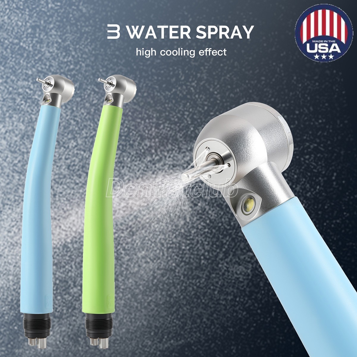 AZDENT Dental LED E-generator High Speed Handpiece 3 Water Spray 4 Holes