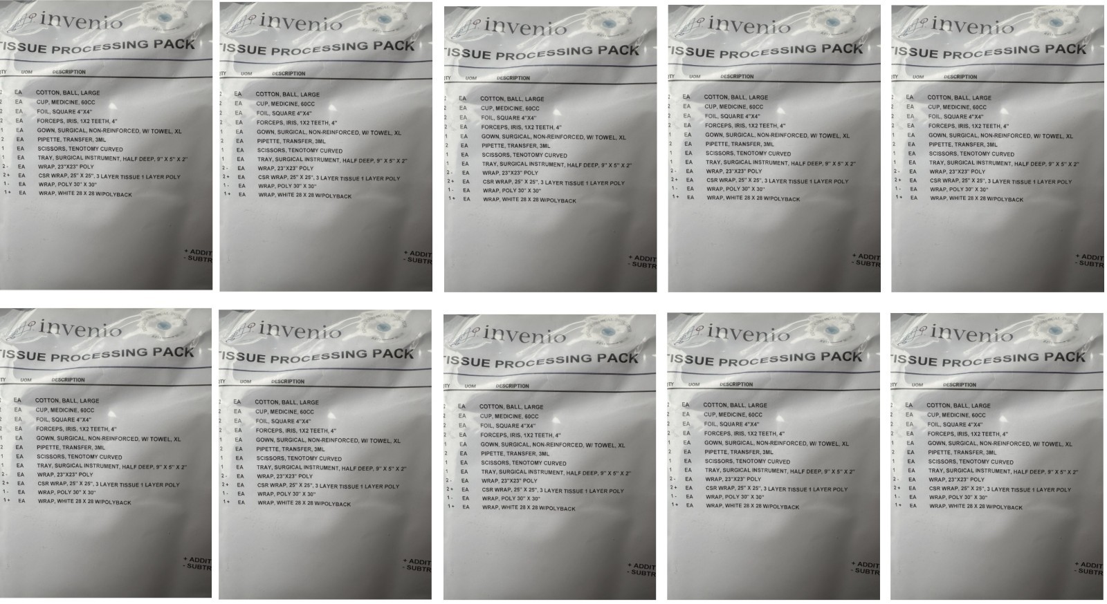 Invenio tissue processing pack EVR004-01 Wrap Forceps Foil EXP 2028 Lot of 10