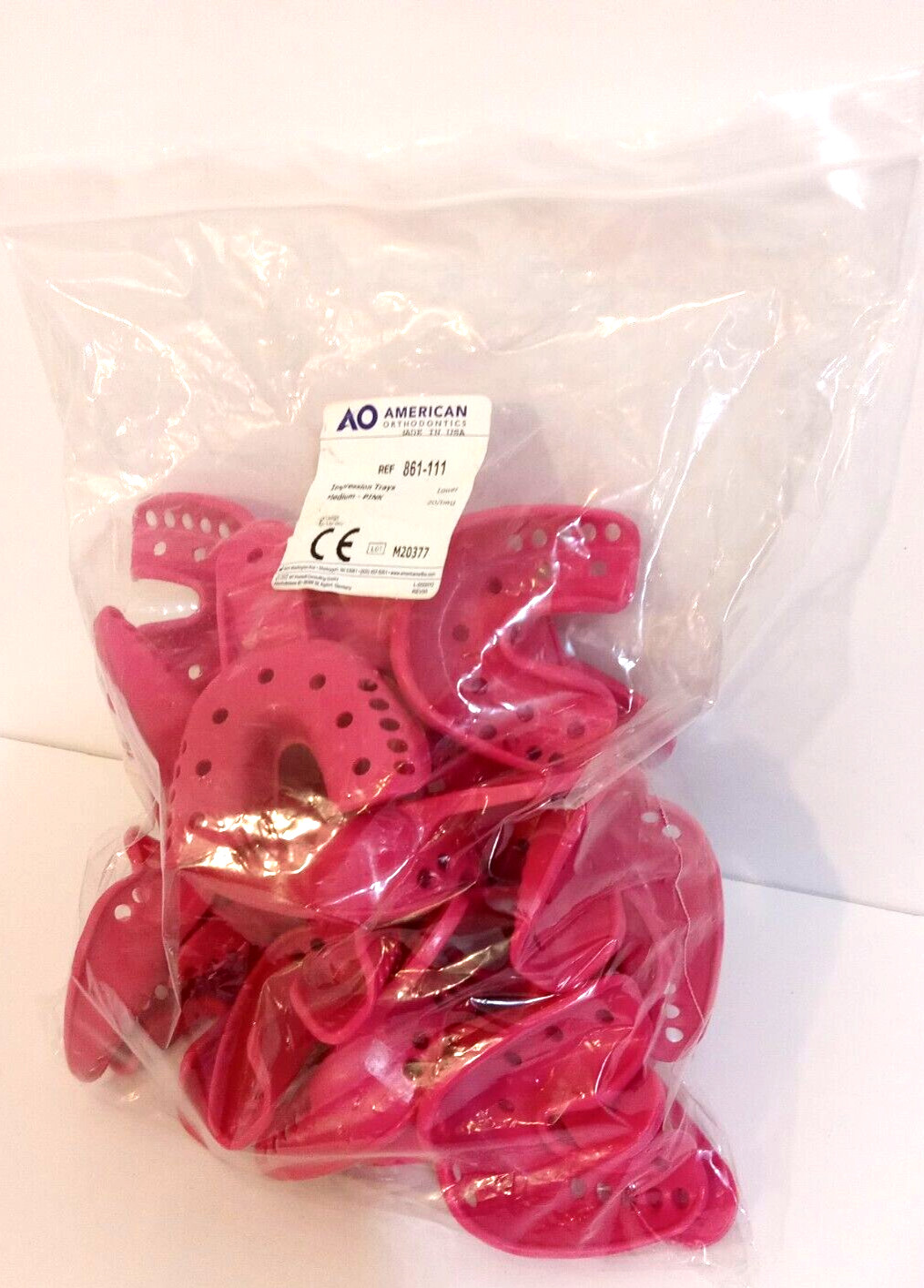 American Orthodontic Impression Trays Size Medium Pink Lower 20 Count NEW