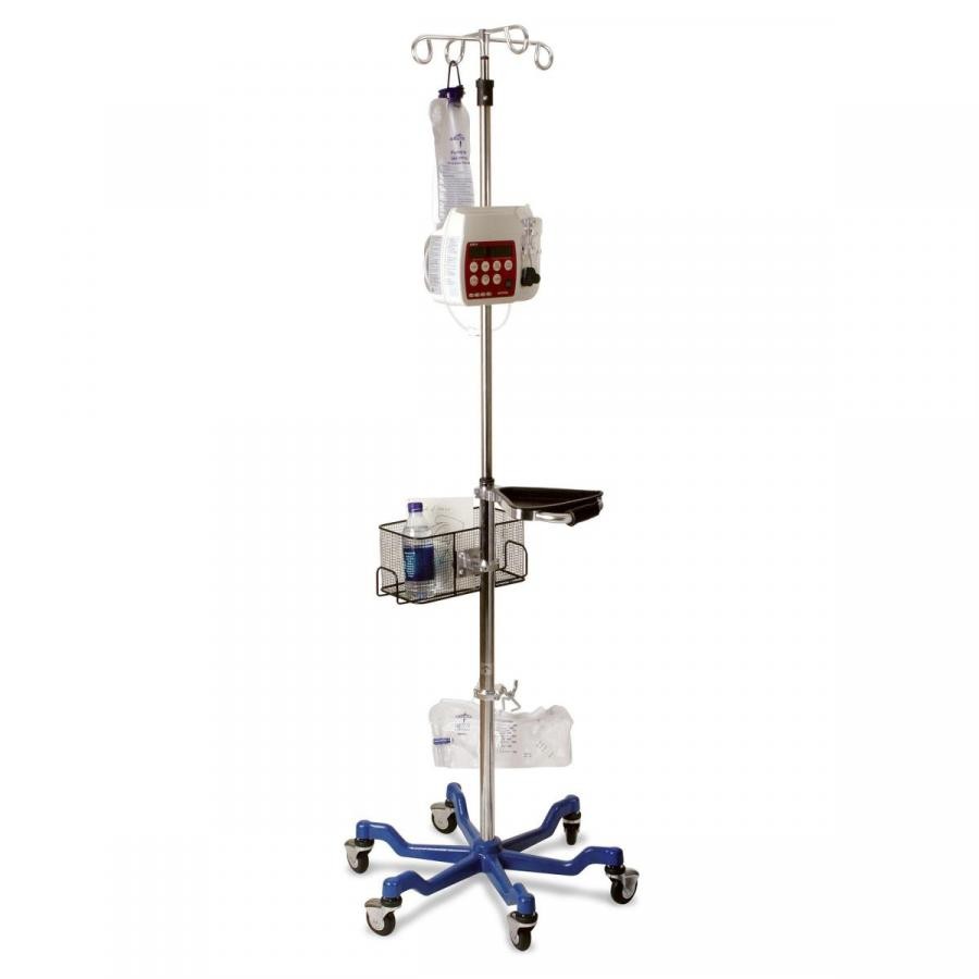 Medline 6-Leg IV Pole Heavy Duty Height Adjustable Stainless Steel 2 Count