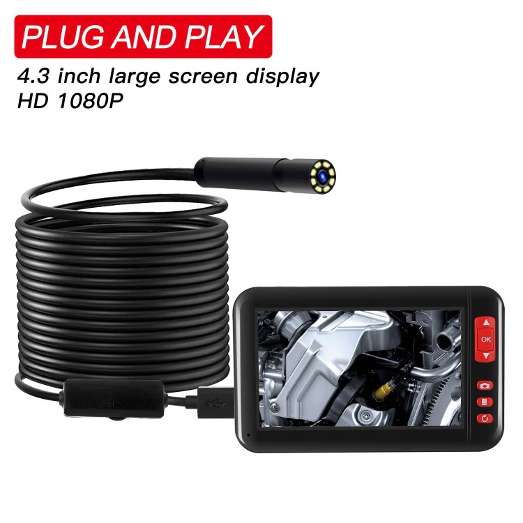P20 4.3 Inch Screen Display HD1080P Inspection Endoscope with 8 LEDs, Length: 2m