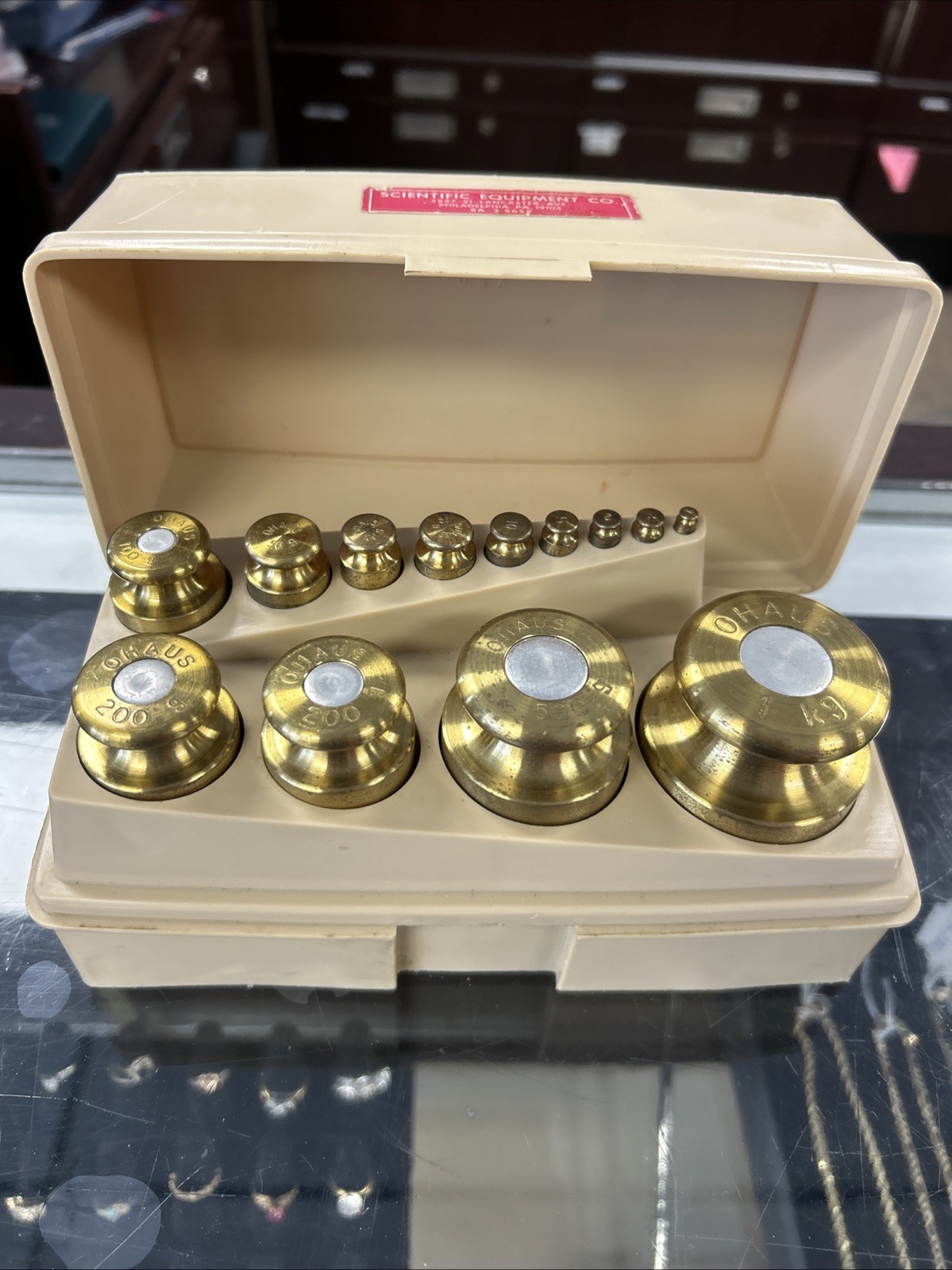 OHAUS Brass Calibration Weight Set 10pc 1g-1kg (1g 2g 5g 10g 20g-1kg)