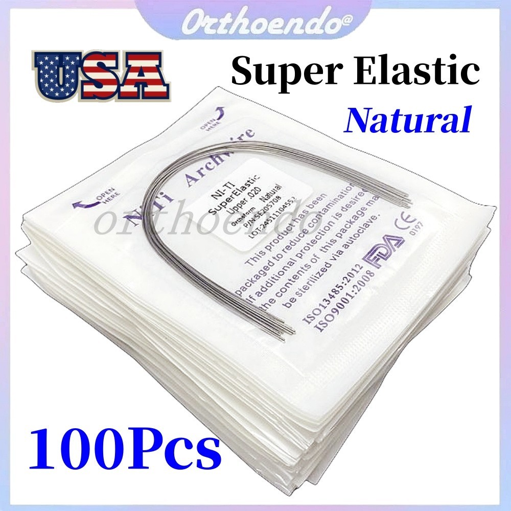 100Pcs Dental Ortho Arch Wire Super Elastic Ni-ti Wires Natural Form Upper/Lower