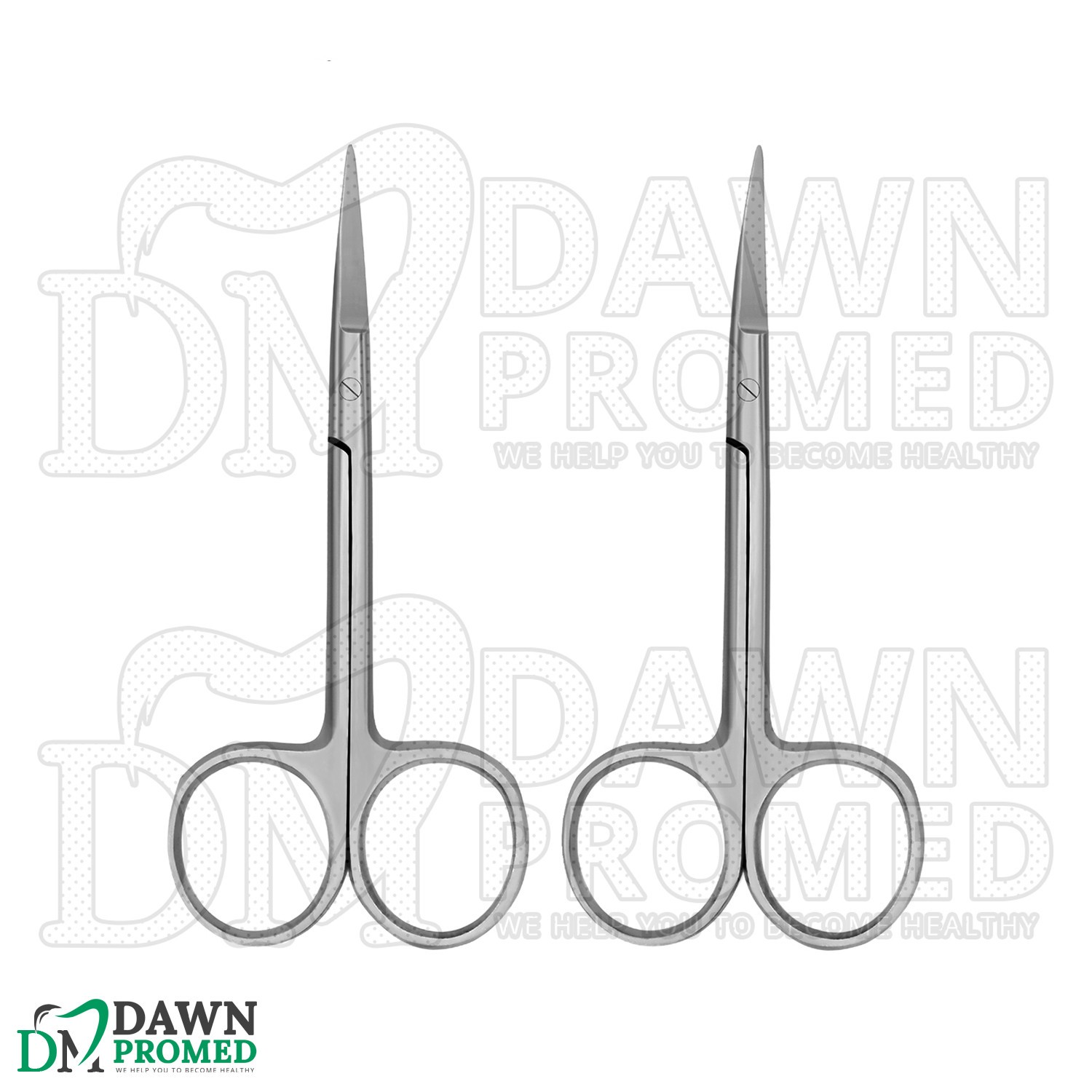 2 Pcs Iris Scissors 3.5” Straight & Curved Round Pattern Dental Surgical Set