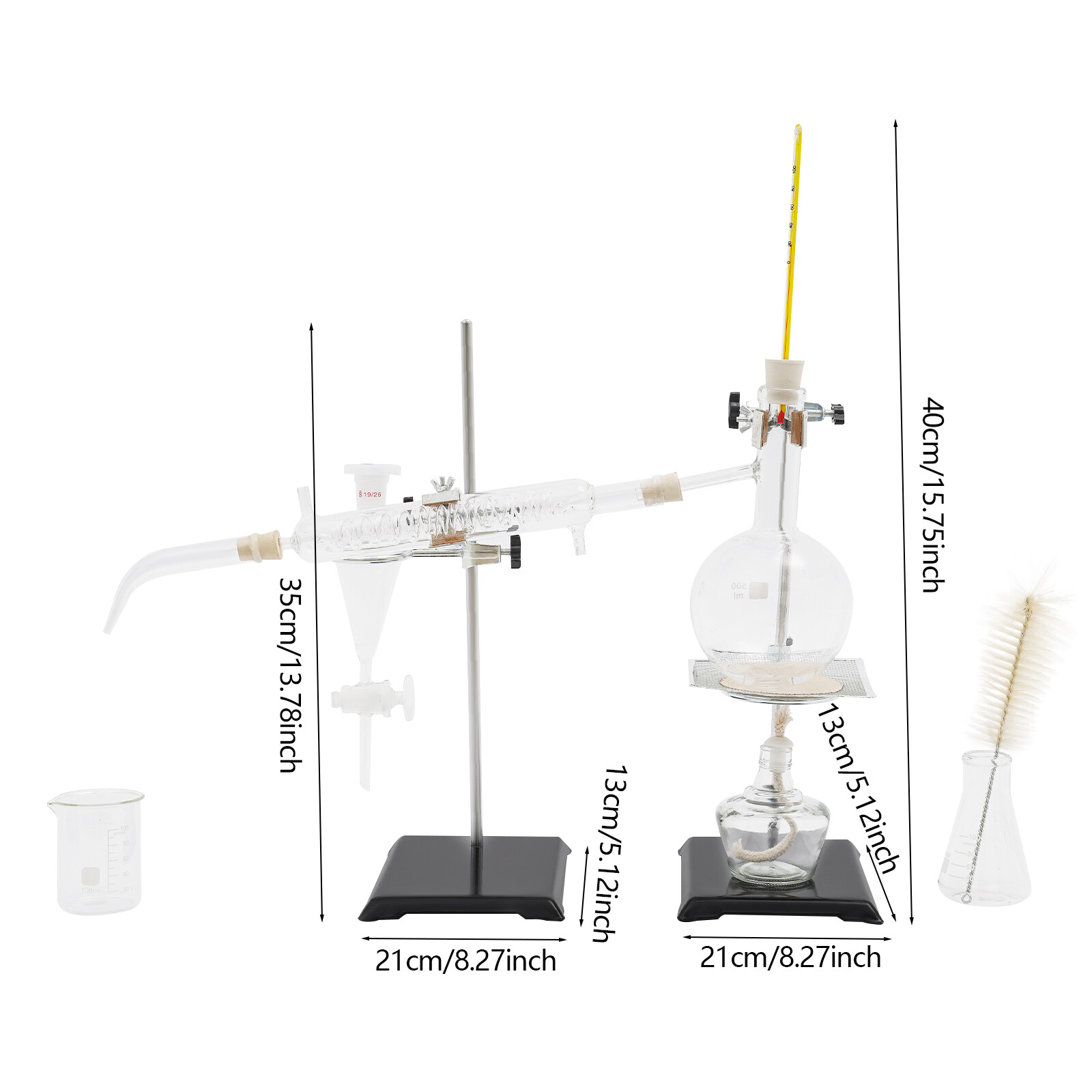 500ml Essential Oil Distillation Kit Lab Apparatus Distillation Glassware Set