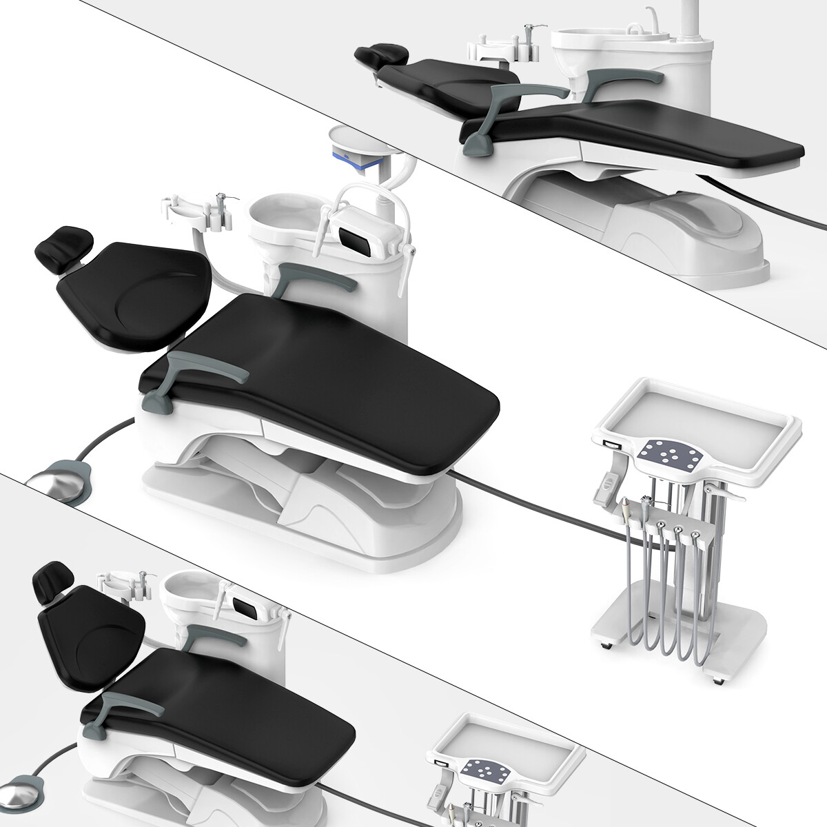 Dental Unit Chair Computer Controlled Motor Hard Leather+Mouth Sweeping Trolley