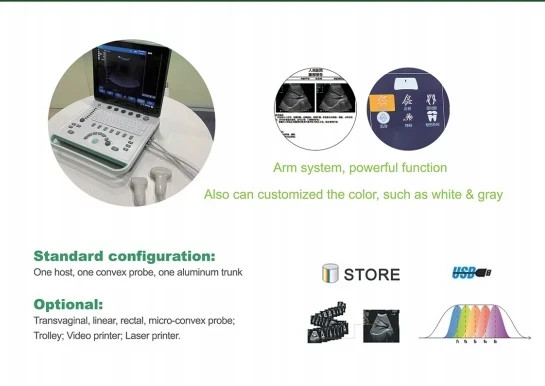 New 15 inch portable Laptop ultrasound Color Doppler machine with three probes