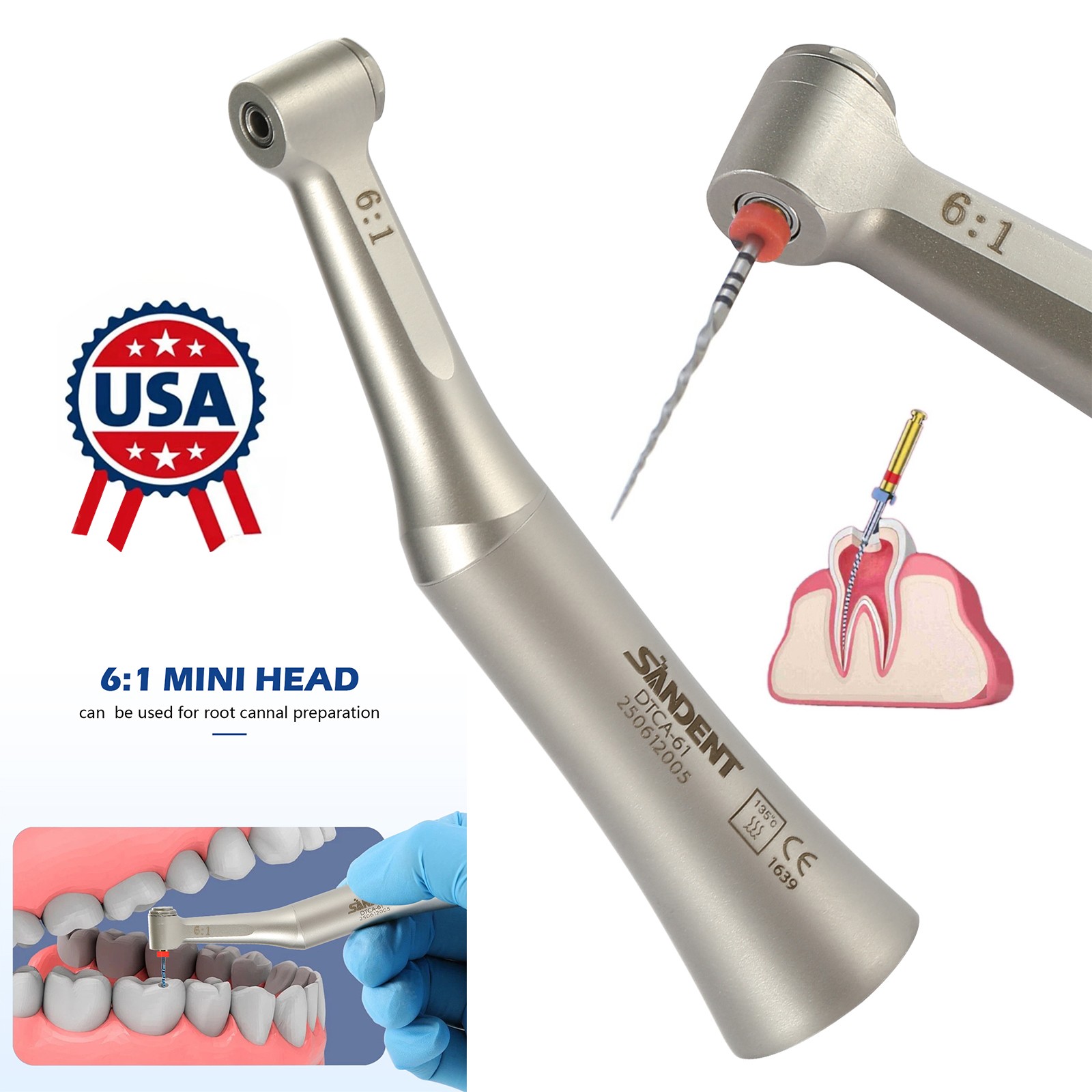 Endo 6:1 Contra Angle Endodontic Handpiece Fit NSK/ 6* X-Pro Rotary Files Dental