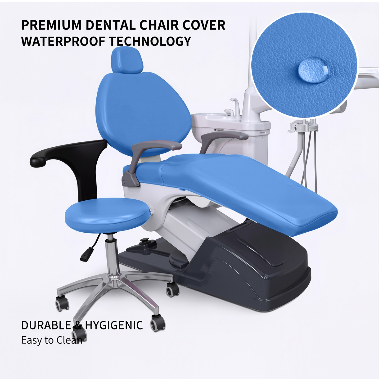 4Pcs PU Leather Dental Chair Seat Cover Elastic Waterproof Chair Protective Case
