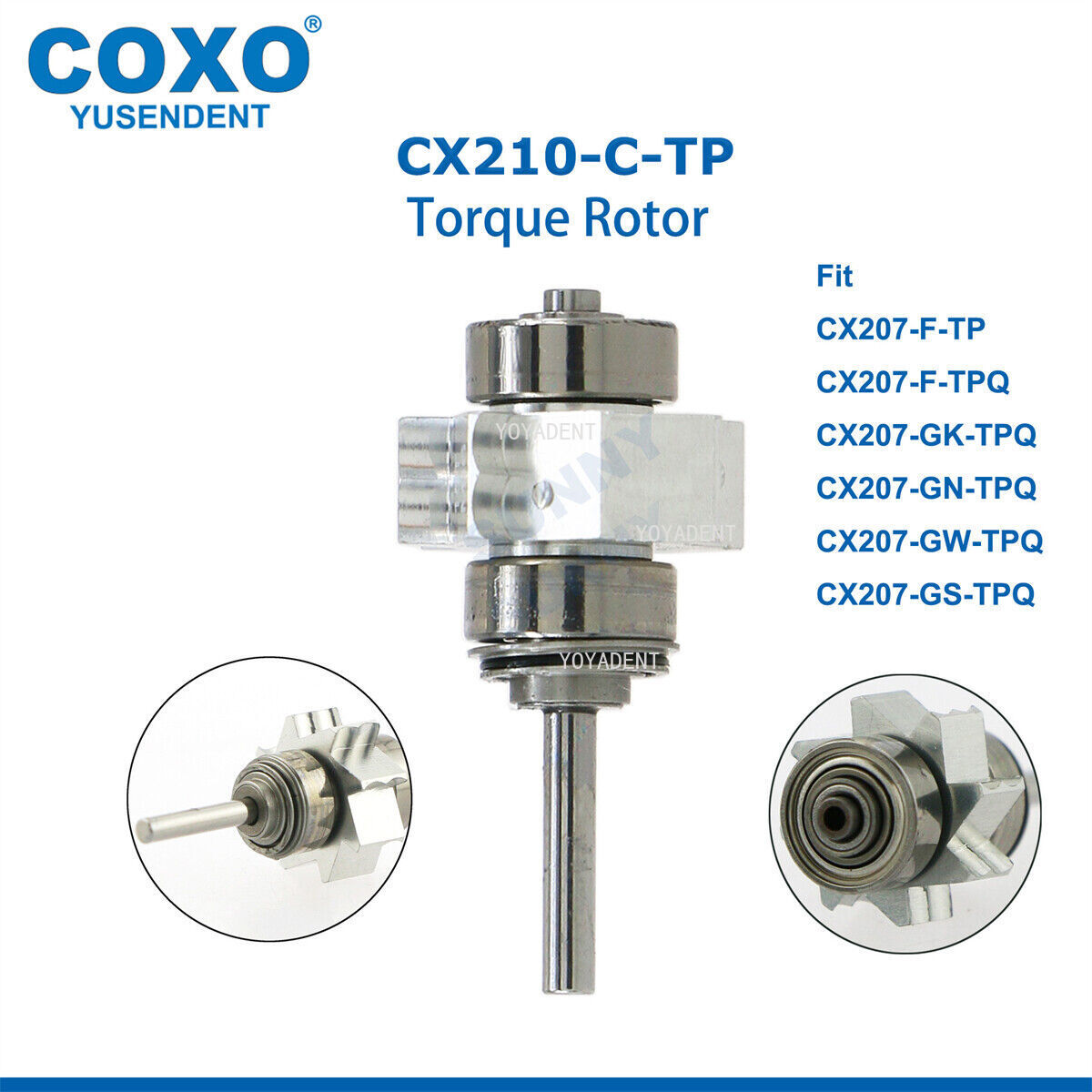 COXO Dental Turbine Fiber Optic High Speed Handpiece LED Coupler 6 Pin Fit KAVO