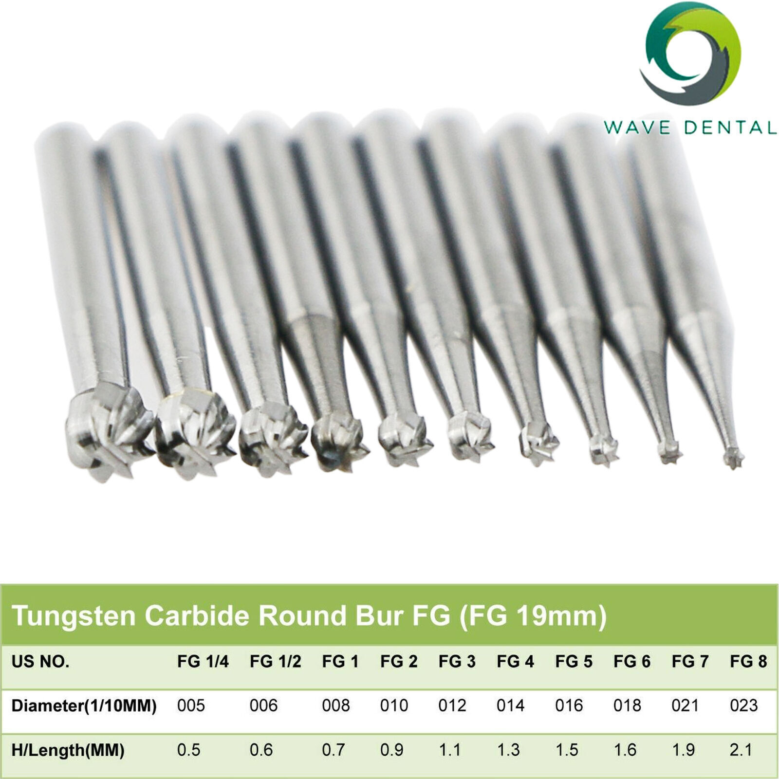 Wave Dental FG 1/4 1/2/3/5/6/7/8 Bur Prima Tungsten Carbide Round Friction Grip