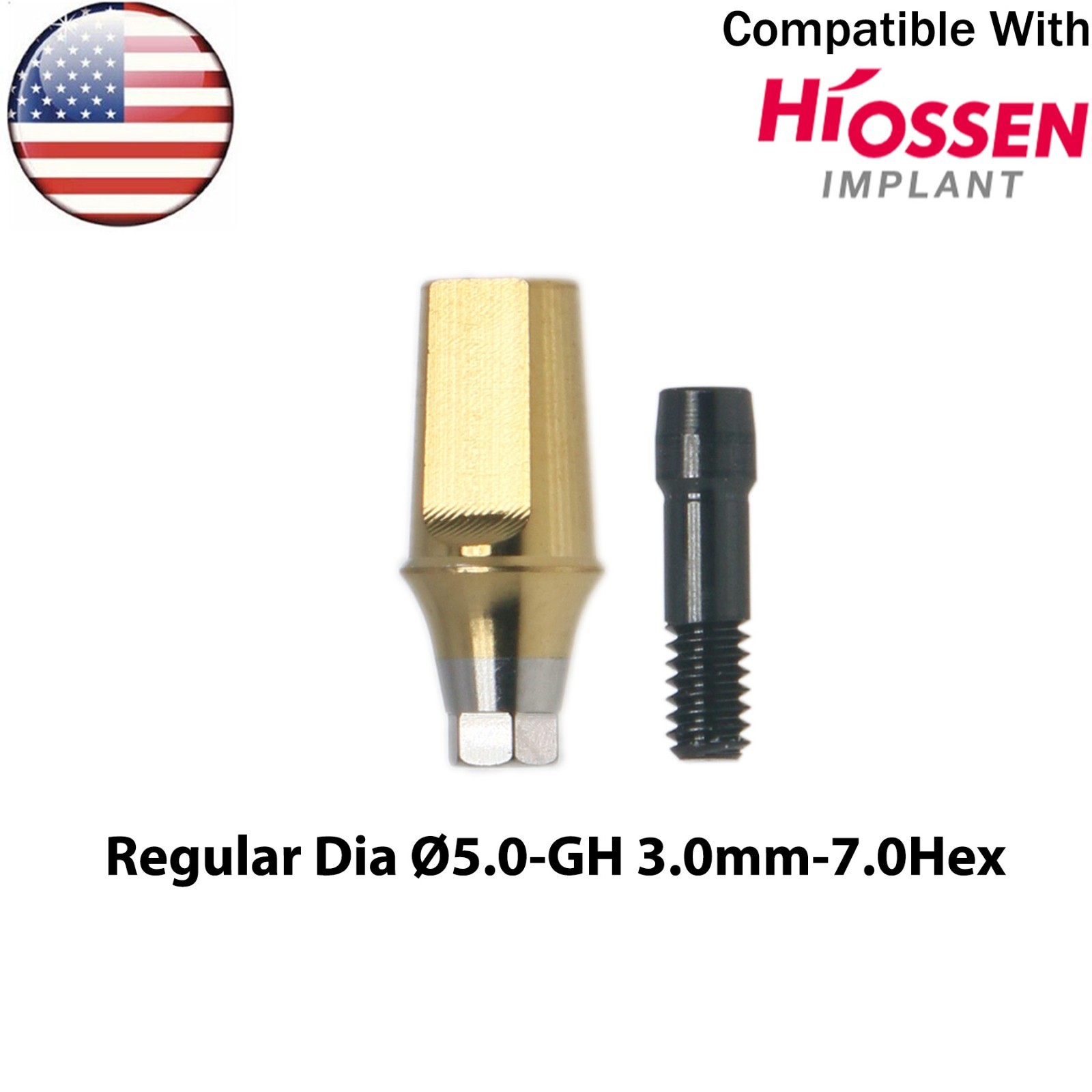 US Titanium Straight Transfer Abutment Hex Compatible Hiossen Oss Mini/Regular